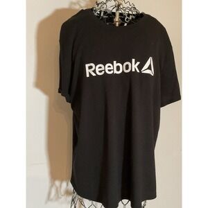 Reebok Womens XL Black Short Sleeve Graphic Logo T-Shirt Delta Crew Neck Tee